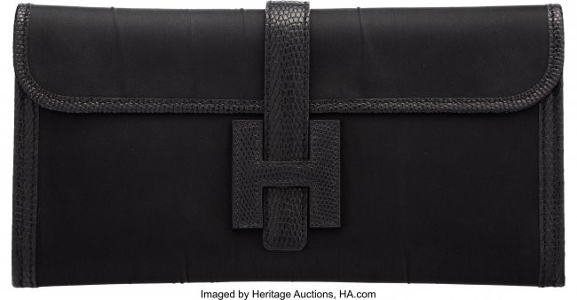 58082: Hermès 29cm Black Satin & Salvator Lizard
