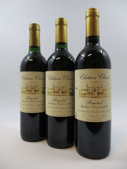 6 bouteilles CHÂTEAU CLINET 1996 Pomerol (étiquettes léger tachées)