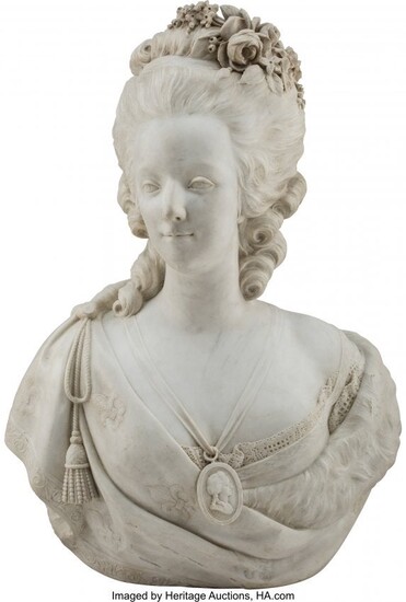 61082: A Marble Bust of Marie Antoinette 27 x 19-1/2 x