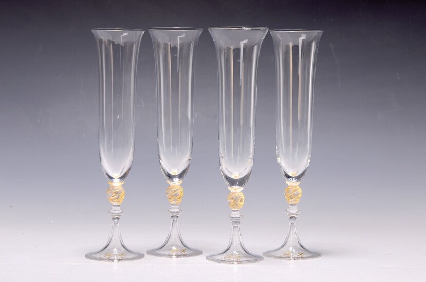 7 champagne glasses, Vetreria artistica Rose, Venice, colorless...