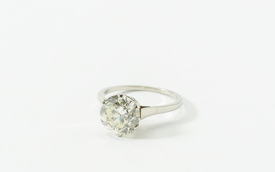 A 14 carat white gold diamond single stone ring