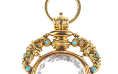 A 19th century gold rock crystal and turquoise seal. View more details