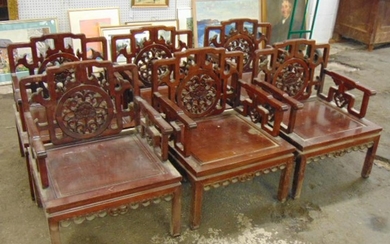 6 carved Chinese armchairs, chairs need refinishing