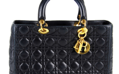 CHRISTIAN DIOR - a Cannage Quilted Lady Dior GM handbag.