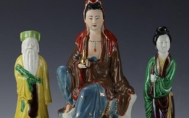 A Group of 3 Chinese Tri Colors Figures