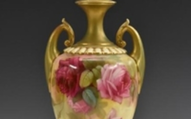 A Royal Worcester two handled pedestal ovoid vase