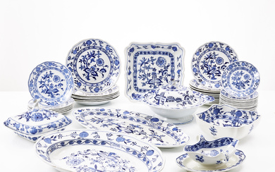 A 46-piece tableware set, onion pattern, “Meissen”, Cauldon, England.