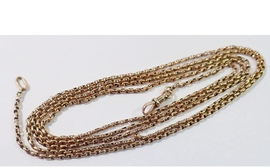 A 9 carat gold guard chain, 8.9g, 107cm long