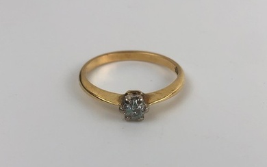 A 9ct gold and diamond solitaire ring, ring size M