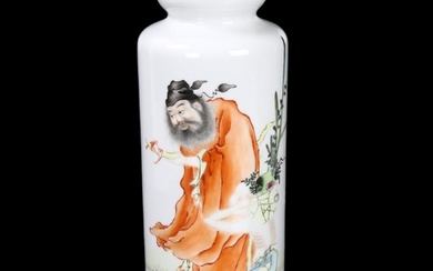 A Chinese Republic Period white glaze porcelain cylinder vas...