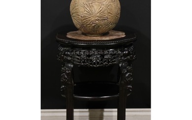 A Chinese hardwood jardiniere stand, octofoil top with beade...