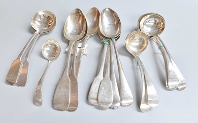 A Collection of Assorted George III and Later Silver Flatware,...