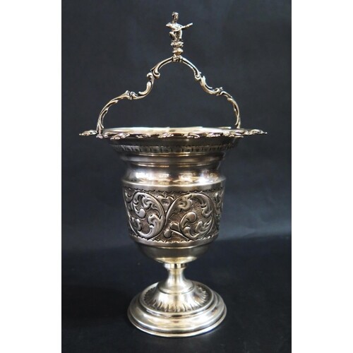 A Continental Silver Vessel with embossed scrolling acanthus...