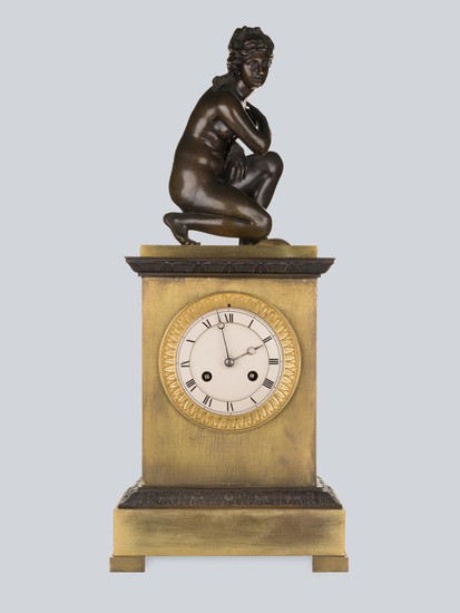 A Figurative Bronze Mantel Clock by Vishnevsky Bros., Moscow 1890's.