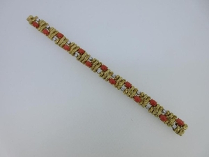 A French diamond and red coral bracelet
