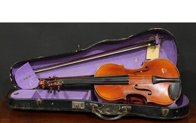 A French viola, the two-piece back 41cm long excluding butto...