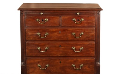 A GEORGE III MAHOGANY LANCASHIRE CHEST OF DRAWERS of small s...