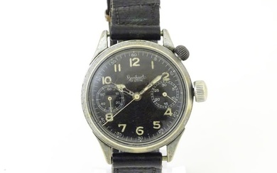A Gentleman's German Military Hanhart Luftwaffe Pilots single button chronograph wristwatch, with