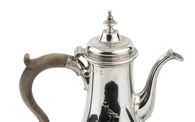 A George II silver coffee pot, of baluster form, the...