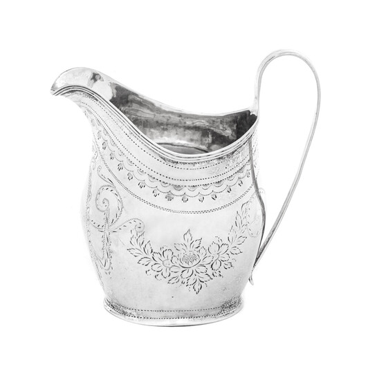 A George III Silver Creamer with Bright-Cut Decoration