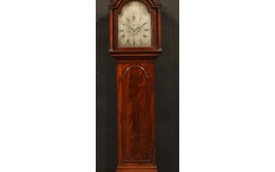 A George III mahogany longcase clock, 30cm arched silvered d...