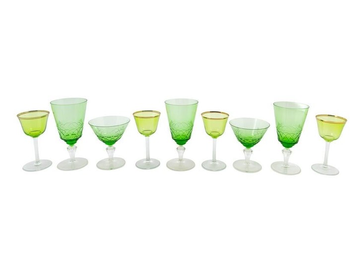 A Group of Colored and Cut Glass Stemware