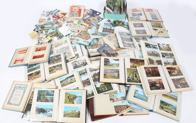 A LARGE COLLECTION OF MODERN COLOURED POSTCARDS, A QUANTITY OF CIGARETTE CARDS (2 BOXES).