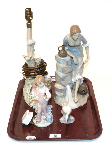A Lladro figural table lamp, Lladro figure of a child,...