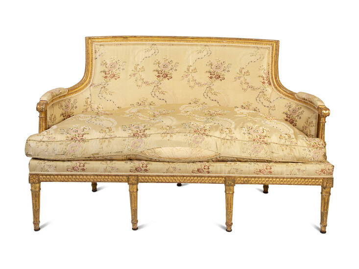 A Louis XVI Carved Giltwood Canape
