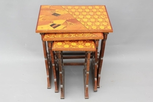 A Nest of Antique Japanese Parquetry Tables. The largest tab...