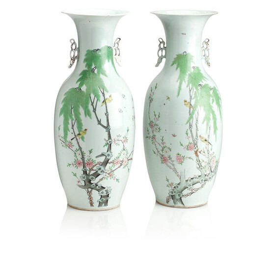 A PAIR OF CHINESE FAMILLE ROSE VASES