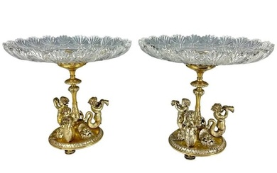 A PAIR OF SILVERED AND GILT ELKINGTON CENTERPIECES