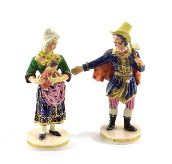 A Pair of Bloor Derby Porcelain Figures, circa 1830, as...