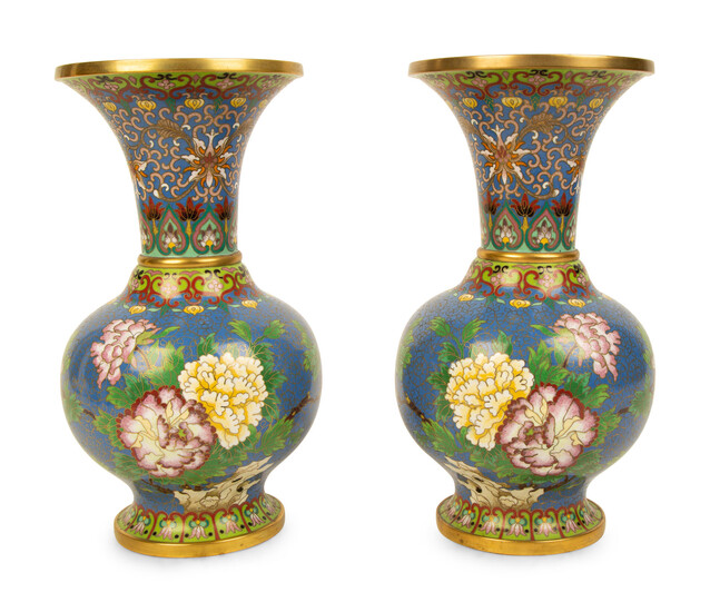 A Pair of Chinese Cloissone Vases