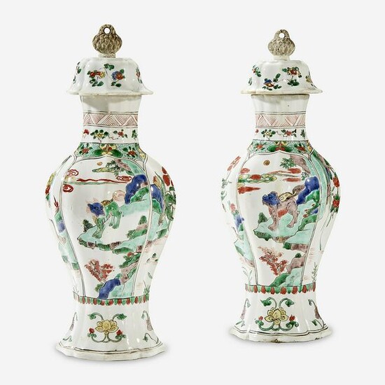 A Pair of Chinese Famille Verte-Decorated Porcelain