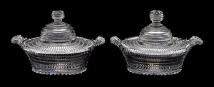A Pair of Georgian Step Cut Covered Dishes Height 6 x