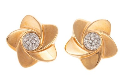 A Pair of Pave Diamond Pinwheel Earrings