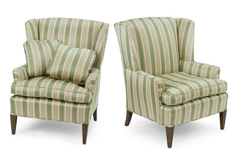 A Pair of Upholstered Wingback Chairs.