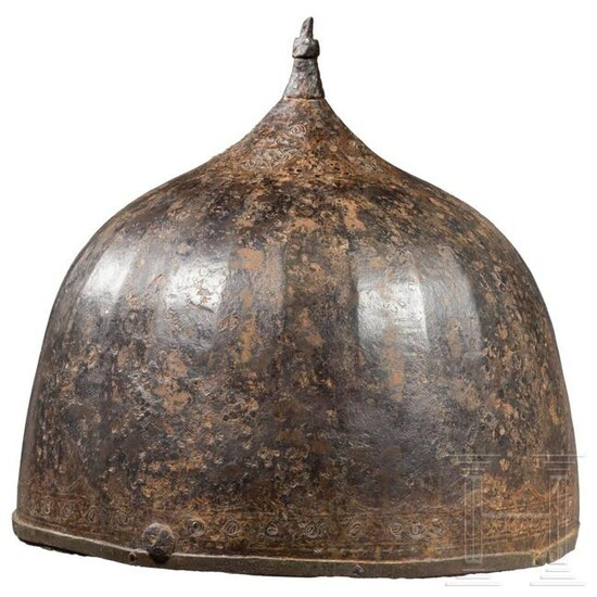 A Russian iron helmet with silver inlays, 15th - 16th