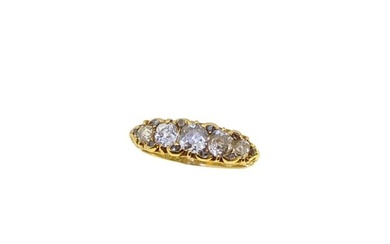 A Victorian 18ct gold diamond set carved half hoop ring
