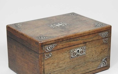 A Victorian rosewood and mother of pearl dressing case, 26cm...