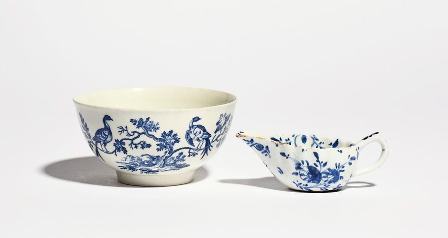 A Worcester blue and white slop bowl c.1770, print…