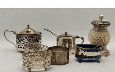 A collection of silver cruet wares, including a late Victori...