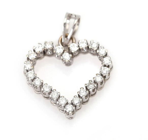 SOLD. A diamond pendant in the shape of a heart set with numerous diamonds weighing a total of app. 0.40 ct., mounted in 18k white gold. – Bruun Rasmussen Auctioneers of Fine Art
