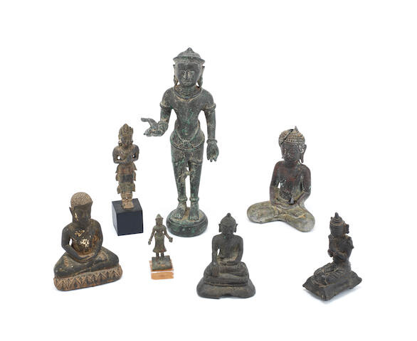 A group of seven various copper-alloy Buddhist figures