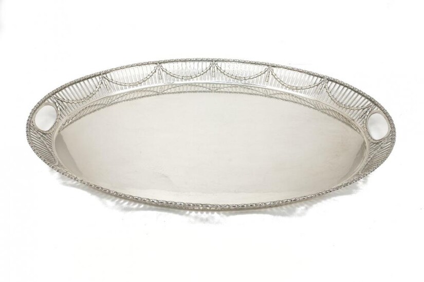 A large silver oval Adam style tray,...