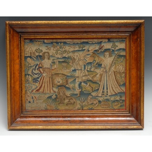 A late 17th/early 18th century needlework picture, in tent s...