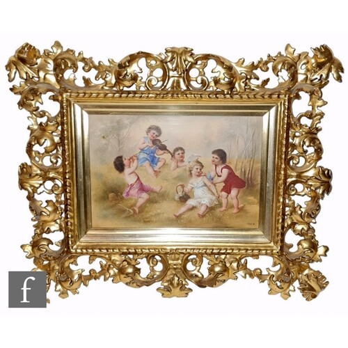 A late 19th to early 20th Century painted porcelain plaque o...