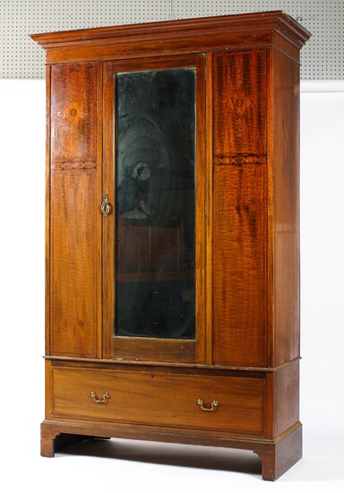 A late Victorian mahogany marquetry wardrobe