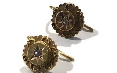 A pair of late Victorian 15ct gold old-cut diamond accent ca...